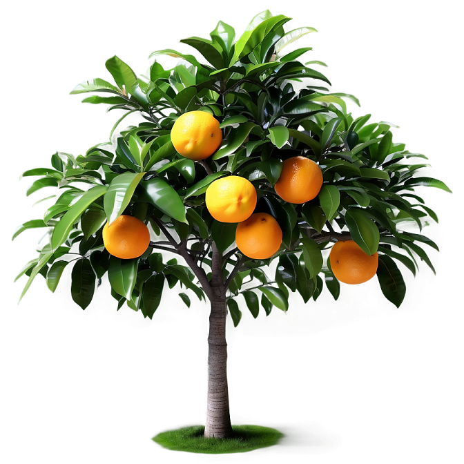 an orange tree on a white background