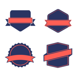 a set of badges with ribbons and ribbons