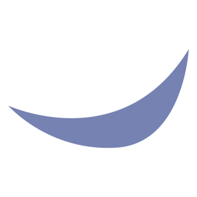 a blue crescent with a white background