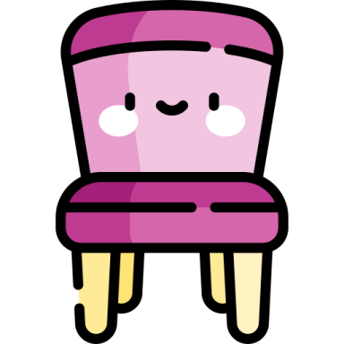 a purple chair with a smiley face