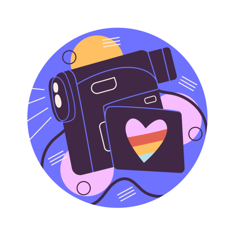 a camera with a heart in the middle