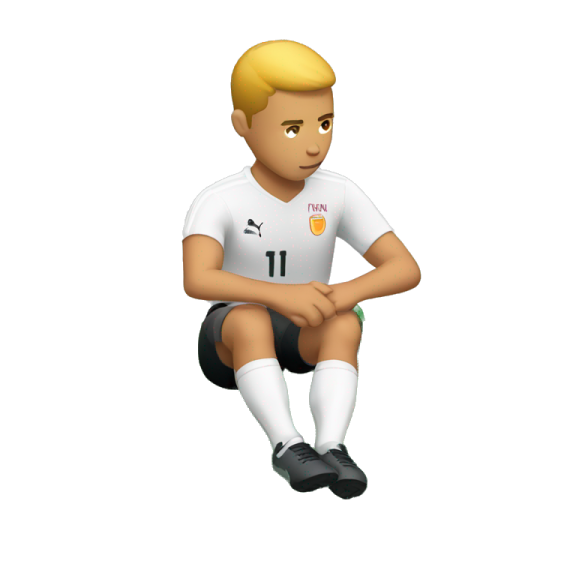 a cartoon of a soccer player sitting on the ground
