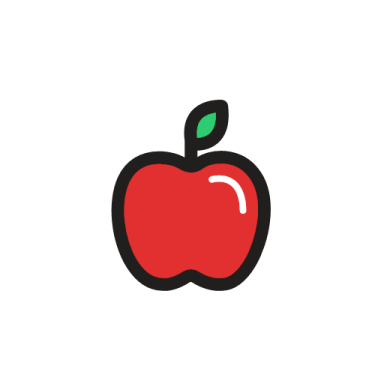 an apple with a green leaf on it