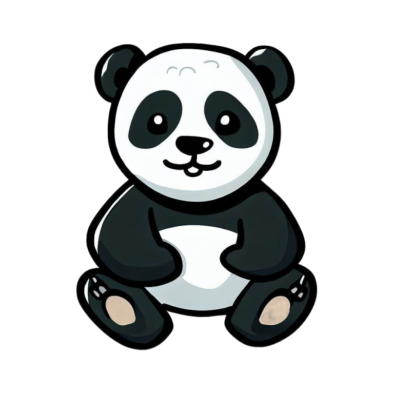 a black and white panda bear sitting on the ground