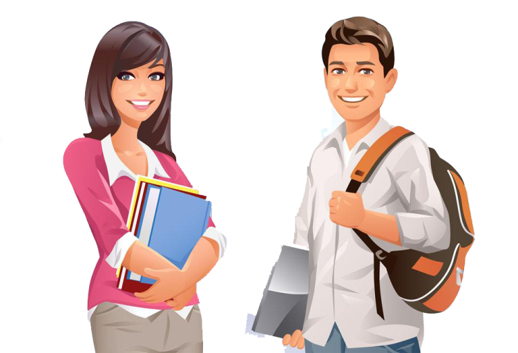 a man and woman holding books