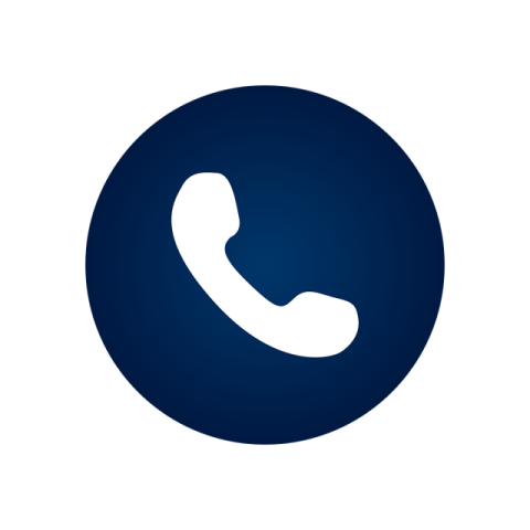 a blue phone icon with a white background