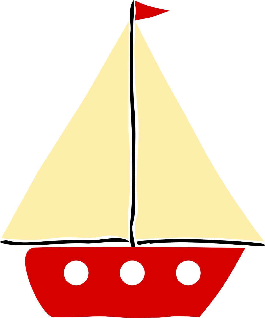a red and white sail boat
