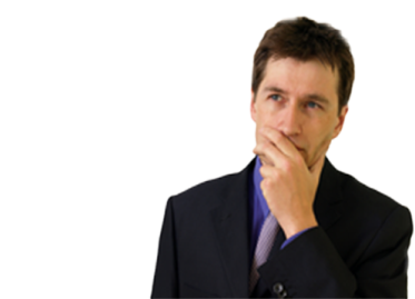 a man in a suit with his hand on his chin