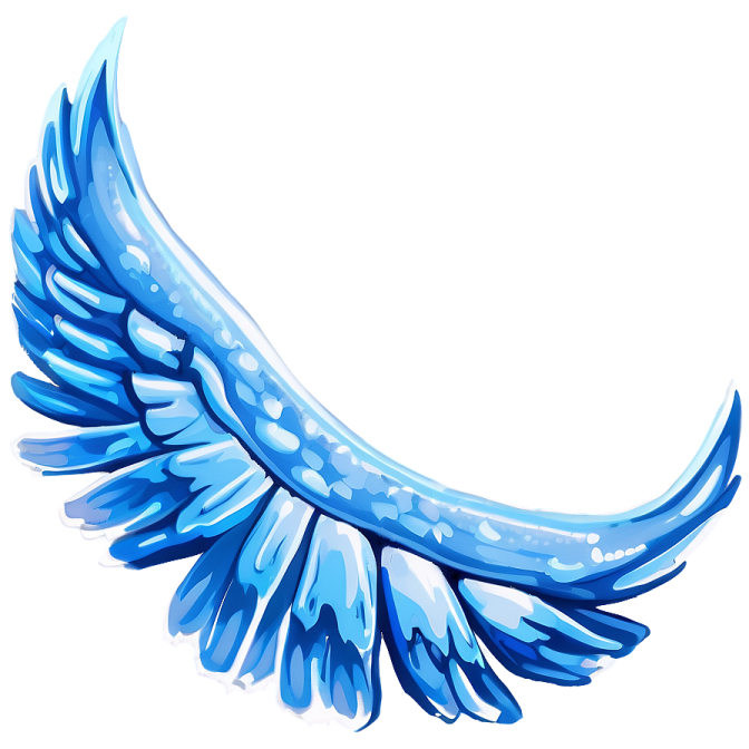 a blue wing with white spots on it