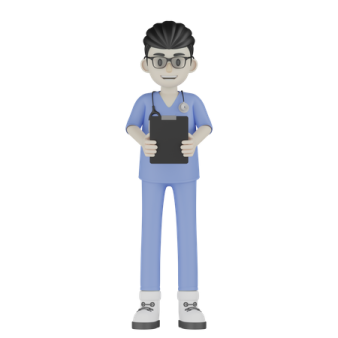 a cartoon character holding a tablet
