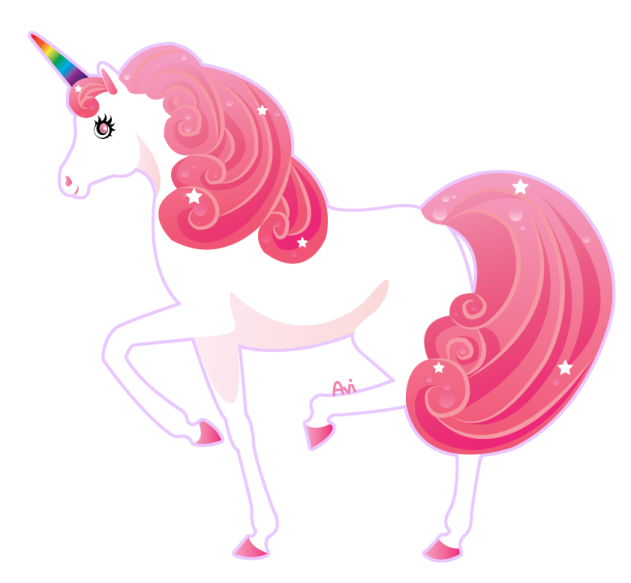 a pink unicorn with a rainbow mane