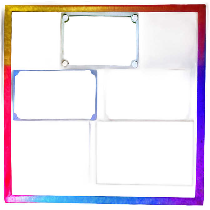 a rainbow colored binder with blank paper on it
