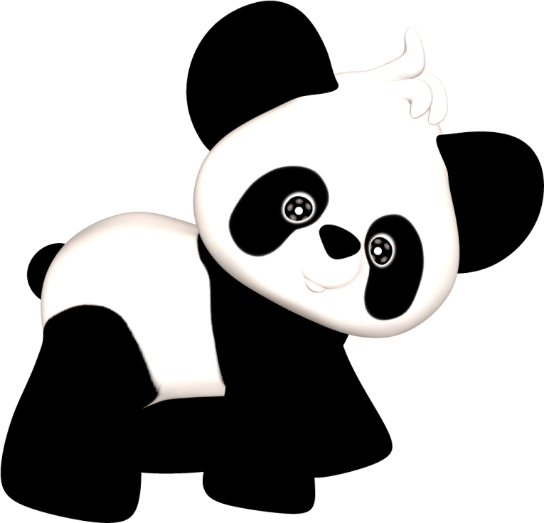 a black and white panda bear on a white background
