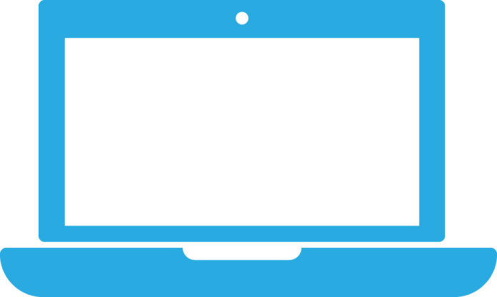 a laptop with a blank screen