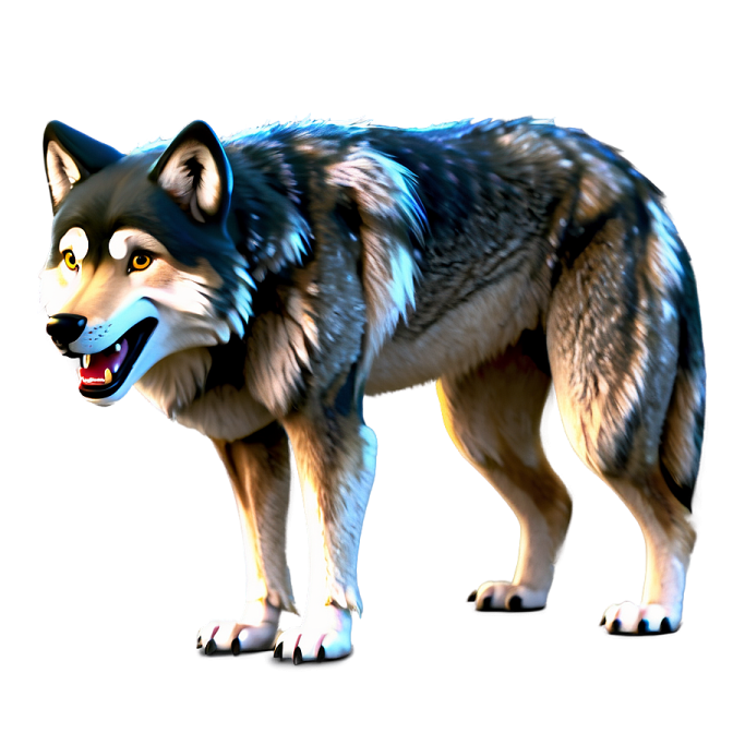 a wolf standing in front of a white background