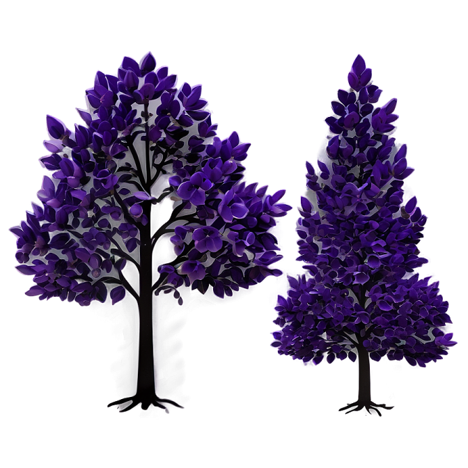 two purple trees on a white background