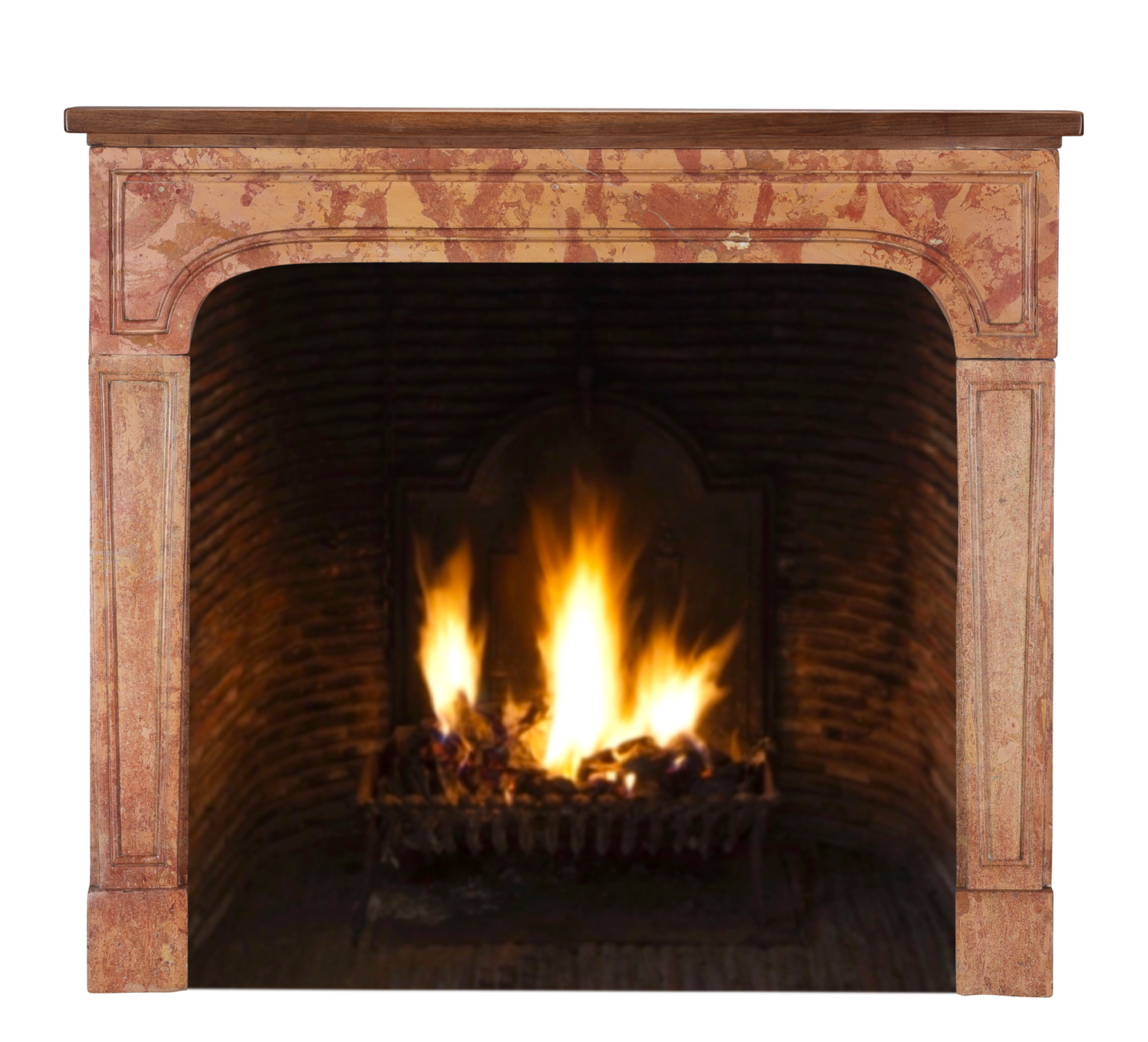 a fireplace with a fire in it