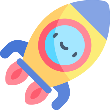 a rocket with a smiley face on it