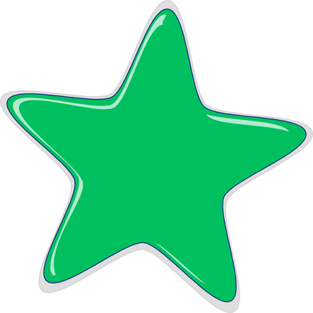 a green star sticker on a white background