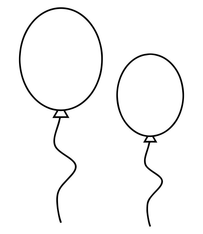 a black and white drawing of balloons