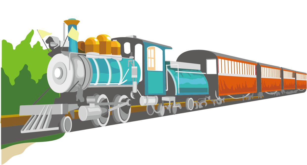 an illustration of a train on the tracks