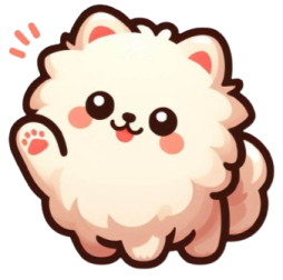 a fluffy white cat with pink cheeks and brown eyes