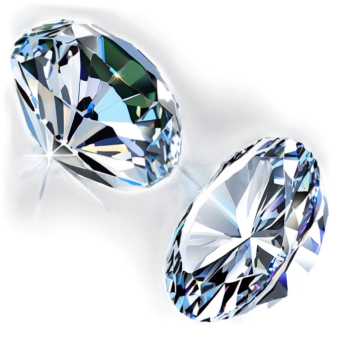 three diamonds on white background