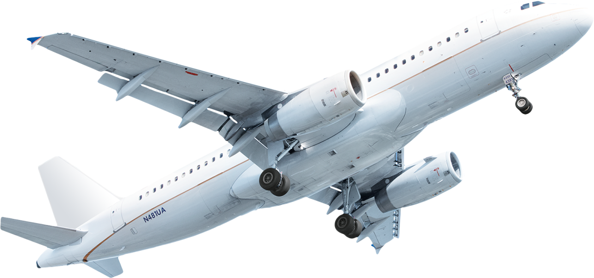 an airplane flying in the air with a white background