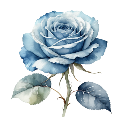a blue rose on a white background