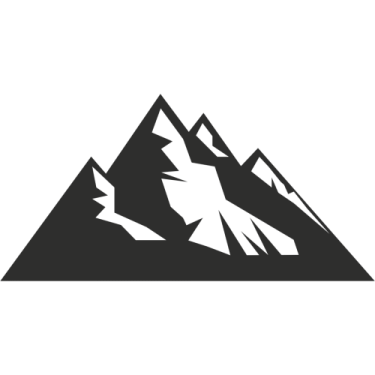 a black and white mountain logo