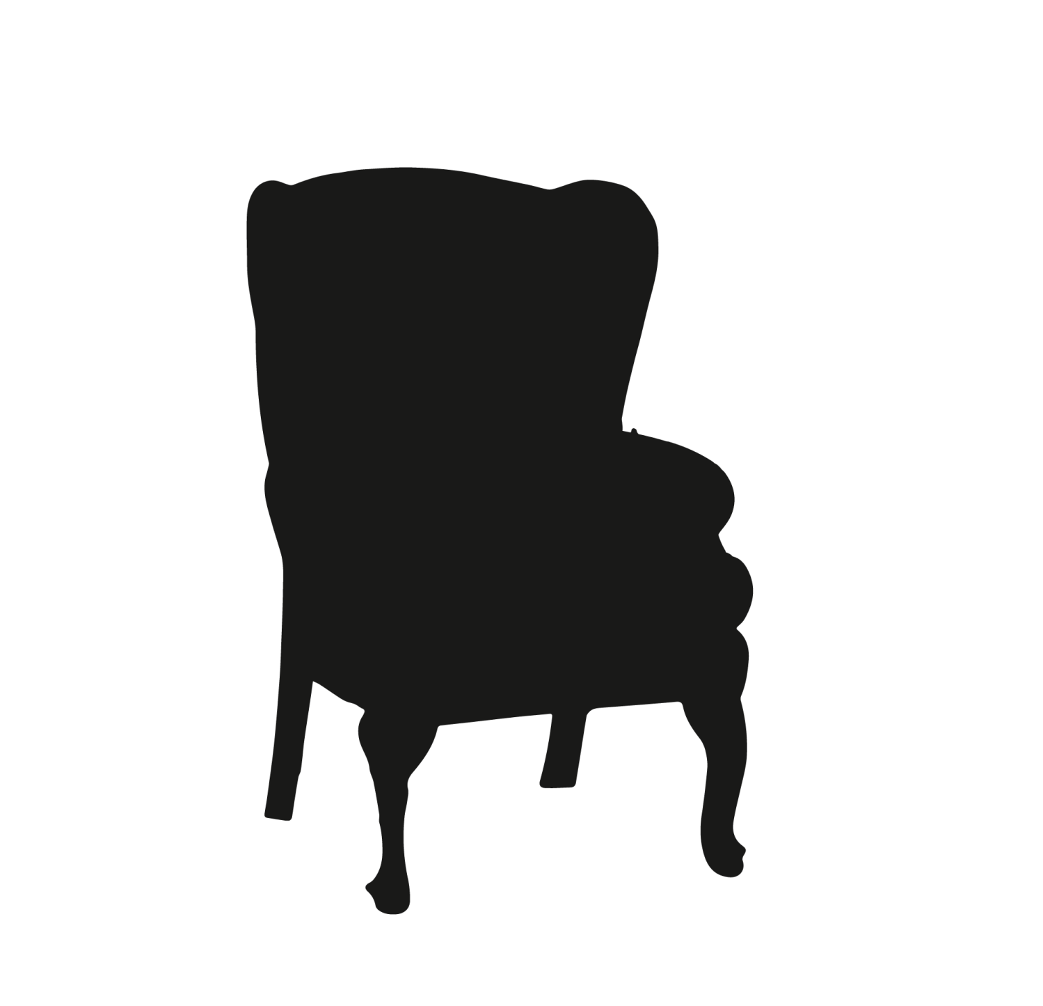 a black and white silhouette of a chair