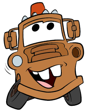 a cartoon truck with a smiling face