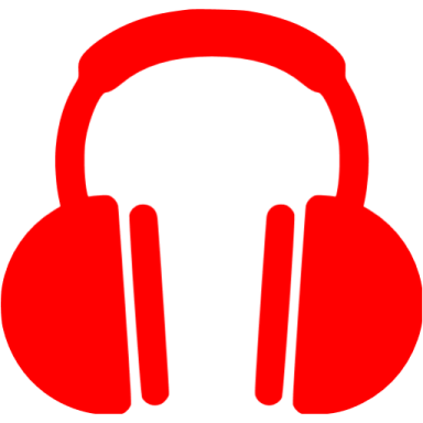 a red headphone with a white background