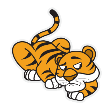 a cartoon tiger lying on its back
