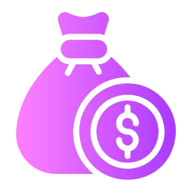 a money bag with a dollar coin inside
