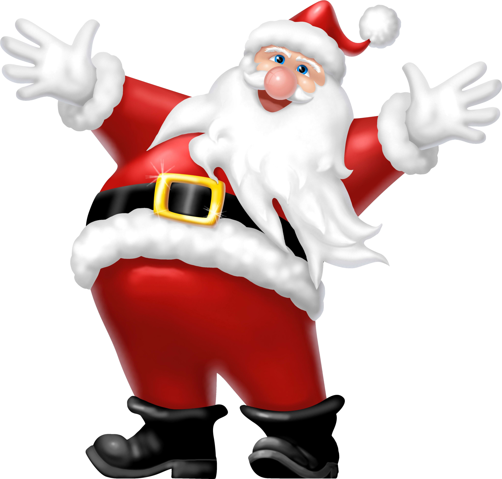 a santa claus with his arms out