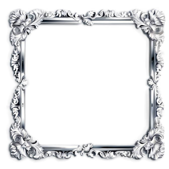 a silver frame on a white background