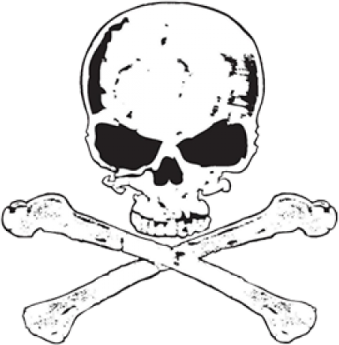 a skull and cross bones on a white background