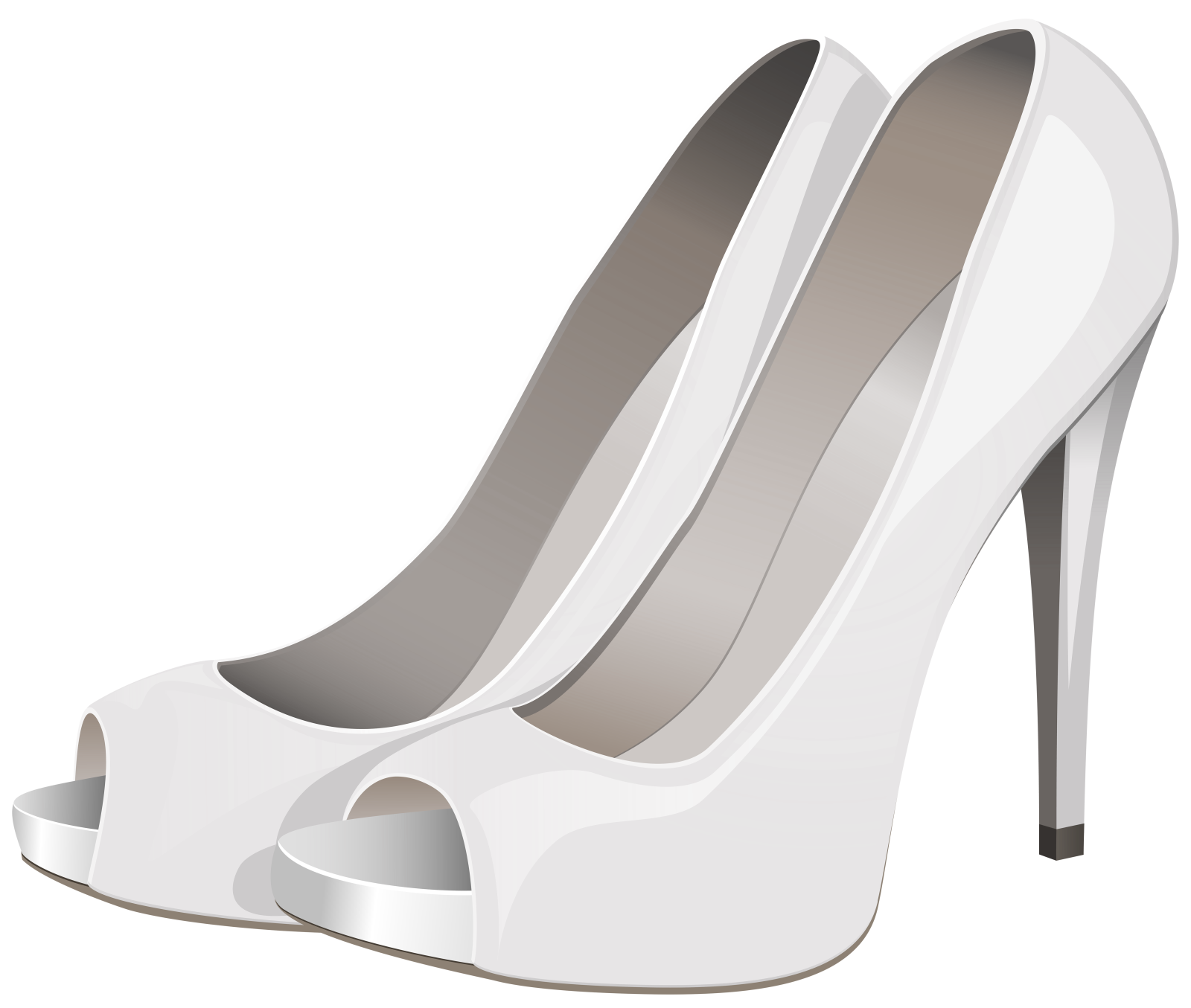 a pair of white high heels on a white background