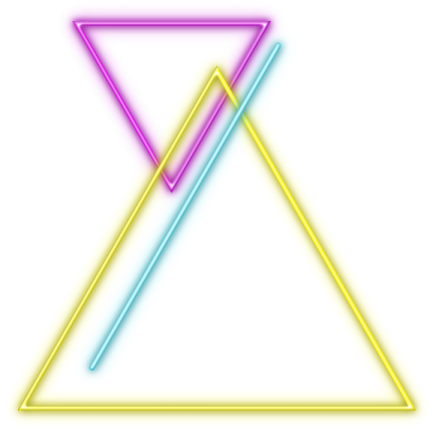 a neon triangle on a white background