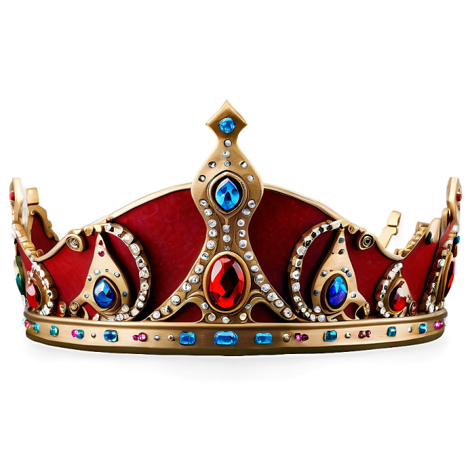 a red and gold crown on a white background