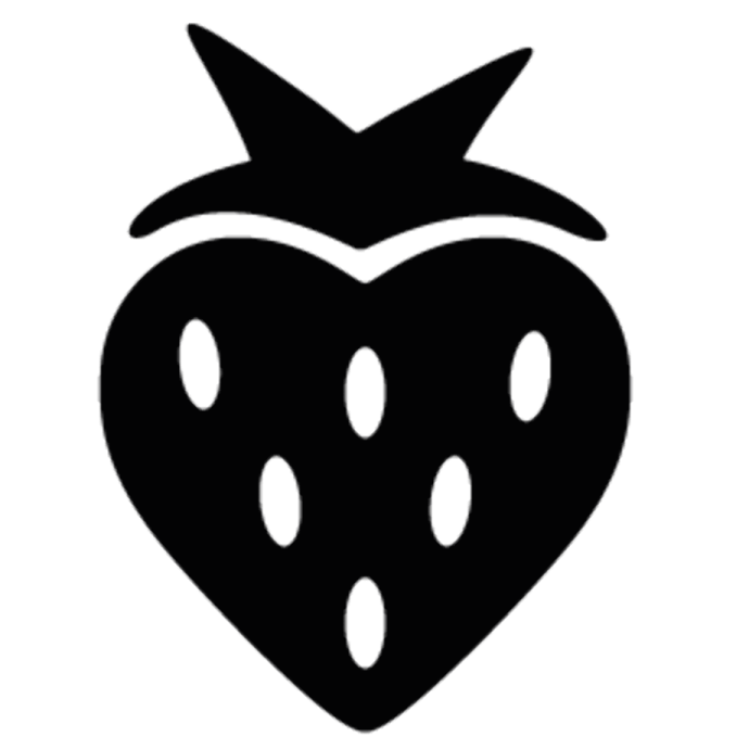 a black and white image of a strawberry