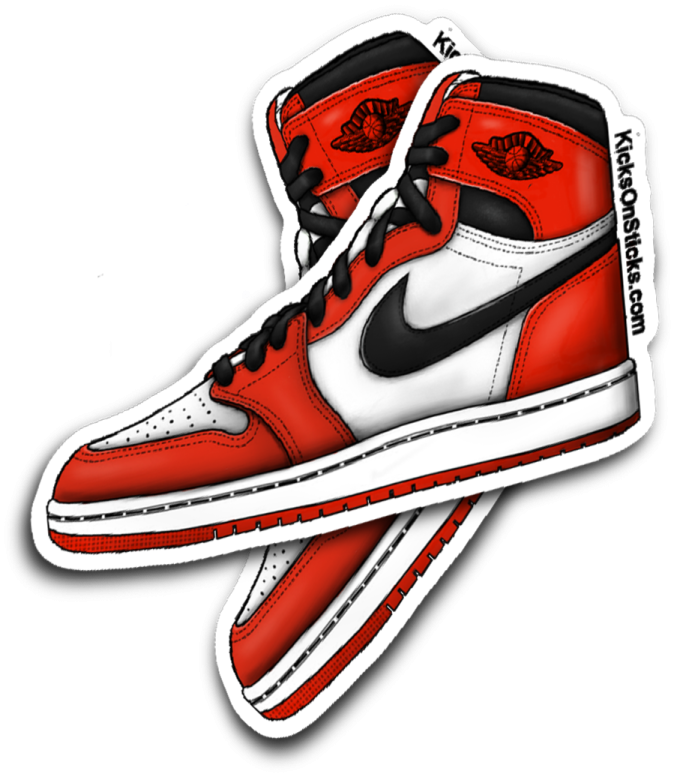 a pair of red and white sneakers