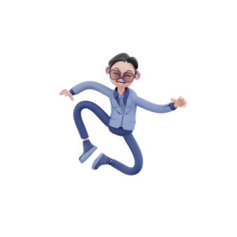 a man in a blue suit is jumping