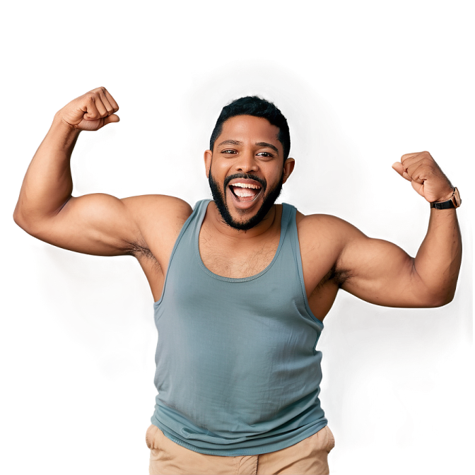 a man in a tank top flexing his muscles