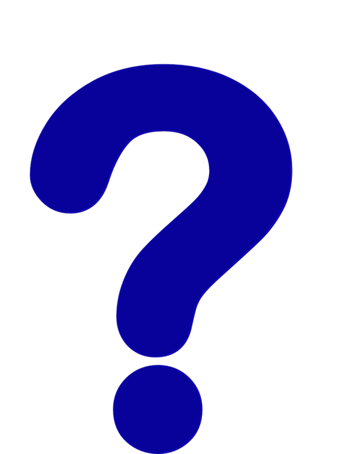 a blue question mark on a white background