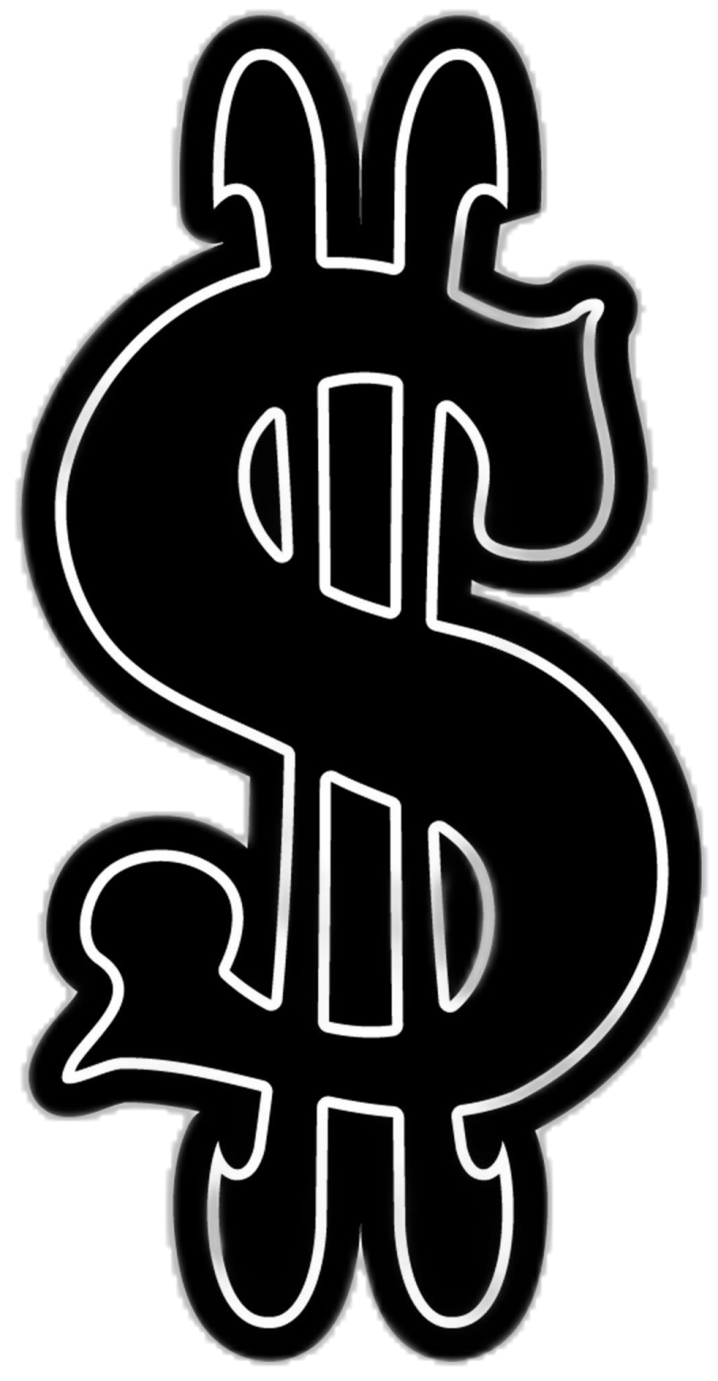 a black and white dollar sign on a white background