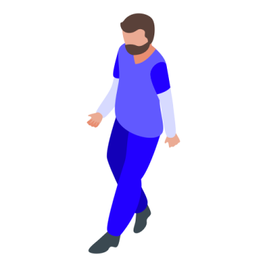 a person in blue pants and a white shirt