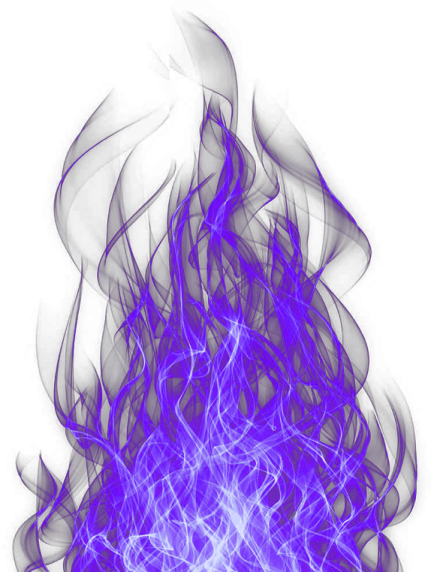 a blue and white fire on a white background