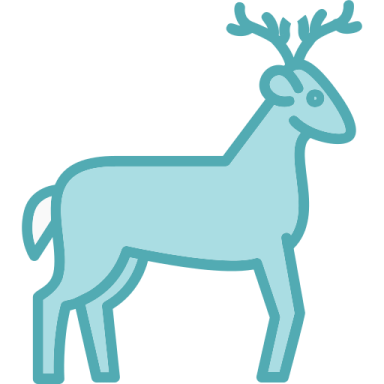 a blue reindeer silhouetted on a white background